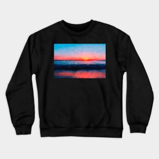 Orange Sunset Over Water Abstract Crewneck Sweatshirt